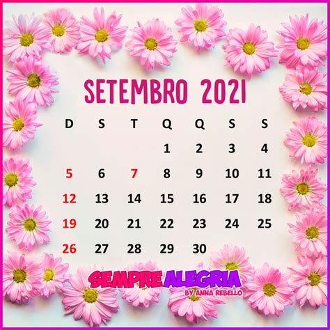 Calendário Setembro 2021 Sempre Alegriasempre Alegria