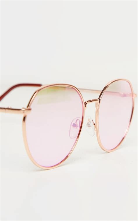 Pink Lens Revo Round Sunglasses Prettylittlething Usa