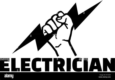 Electrician Word With Hand With Bolt Stock Photo Alamy