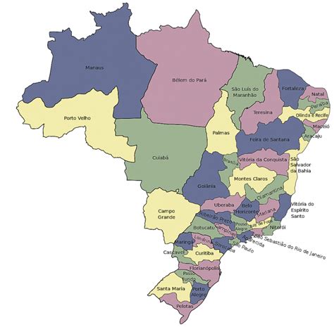 ⊛ Mapa De Brasil 🥇 Político And Físico Con Nombres Y Provincias 2022