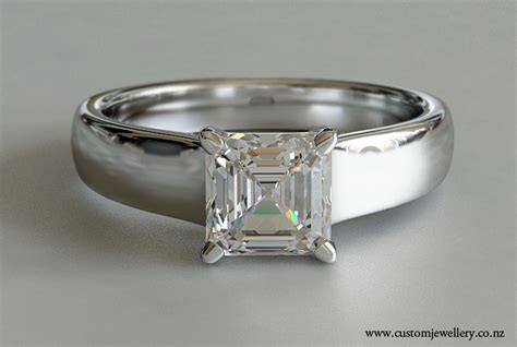 Asscher Diamond Solitaire Engagement Ring New Zealand