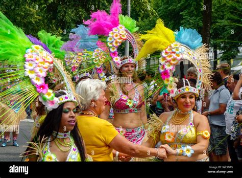 Street Parade Dancers At The 2019 Rotterdam Summer Carnival Rotterdam The Netherlands Stock