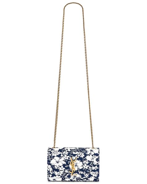 Saint Laurent Small Kate Chain Bag In Blue And Blanc Fwrd