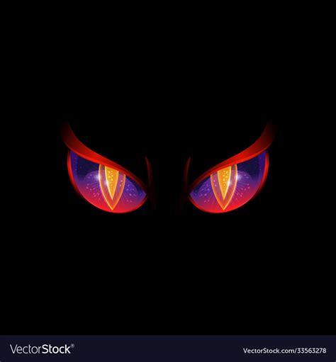 Glowing Evil Eyes On Black Background Angry Vector Image