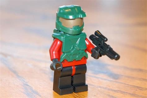 Custom Lego Halo Spartan Master Chief Minifig New Gun And Dk Green Armor