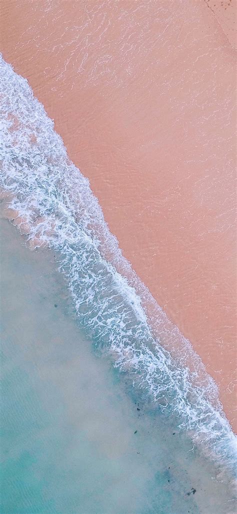 Download Nature Soft Sea Waves Aerial View Beach 1125x2436