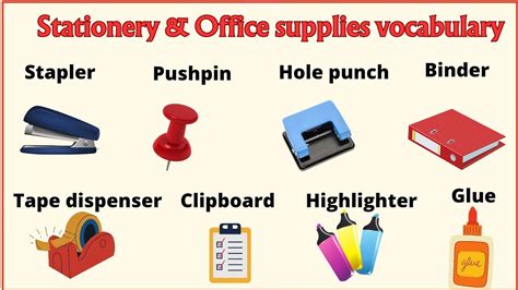 Lesson 24 Stationery And Office Supplies Vocabulary School Vocabulary