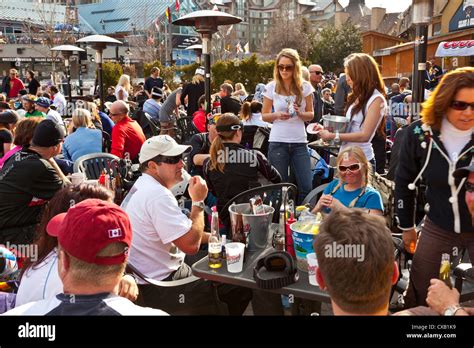 Visitors Enjoying Apres Ski At An Outdoor Patio Whistler Blackcomb Ski