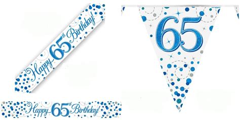 Happy 65th Birthday Banner And Bunting In Blue And White Etsy