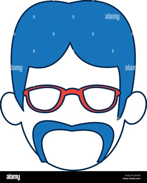 Man Faceless Wearing Glasses Blue Hair In White Background Stock Vector