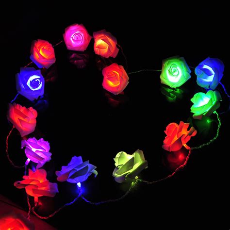 8 Color Night Light 20 X Led Novelty Rose Flower Fairy String Lights