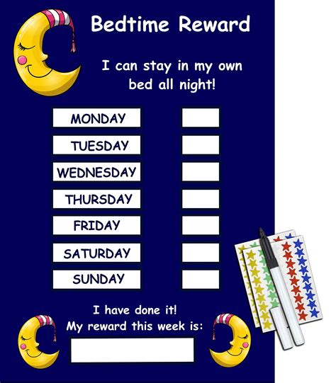 Kids2learn Bedtime Reward Chart Stay In Bed All Night Childrens
