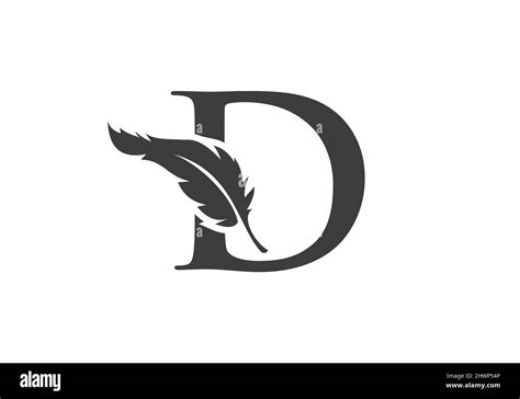 Feather Logo Design With D Letter Vector Law Logo With Feather And D