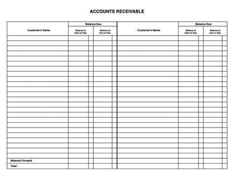 Accounts Receivable Spreadsheet Template