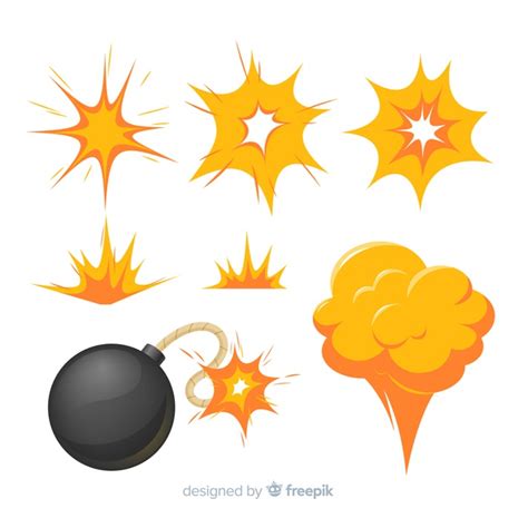 Cartoon Set Of Bomb Explosion Effects Vector Free Download