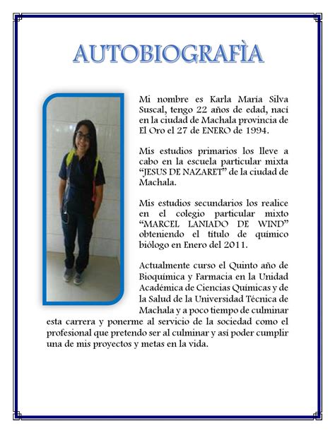 Autobiografia Hoja De Vida1 By Karlita Maria Silva Issuu