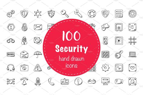 100 Security Doodle Icons Custom Designed Icons Creative Market