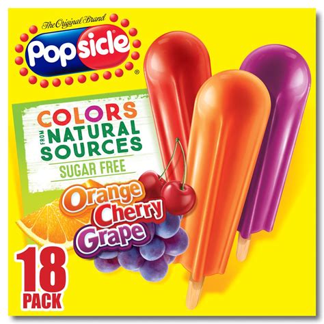 Popsicle Sugar Free Ice Pops Orange Cherry Grape 297 Oz 18 Count