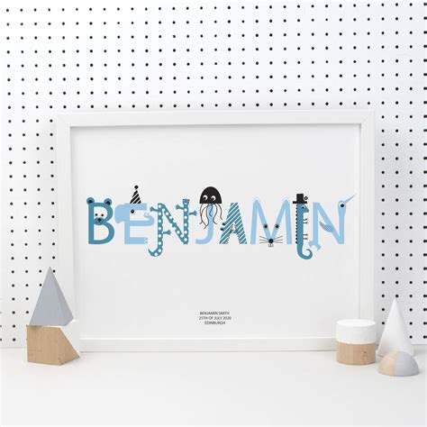 Childrens Name Print With Animal Characters By Karin Åkesson Design
