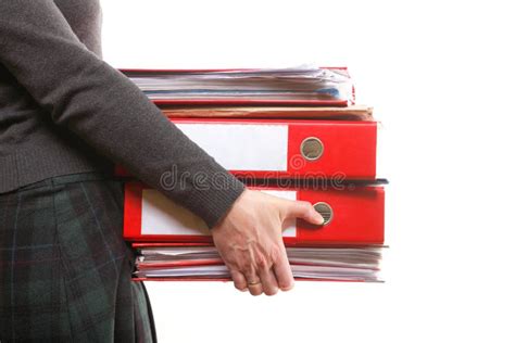 Female Office Worker Carrying A Stack Of Files Stock Image Image Of
