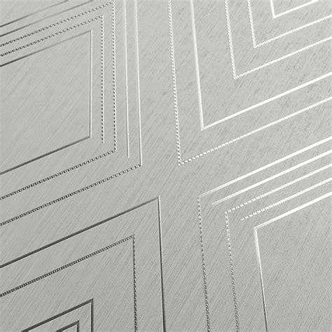 Muriva Grey Geometric Metallic Effect Embossed Wallpaper Diy At Bandq