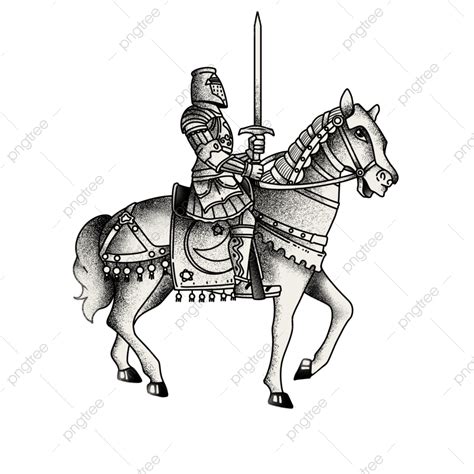 Knight Armor Hd Transparent Black And White Painting Of Knight Retro