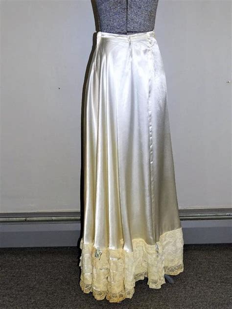 Woman S Antique White Satin Petticoat With Lace Tiers