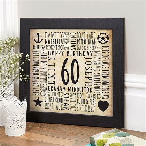60th Birthday Personalised Gifts For Men By Chatterbox Walls