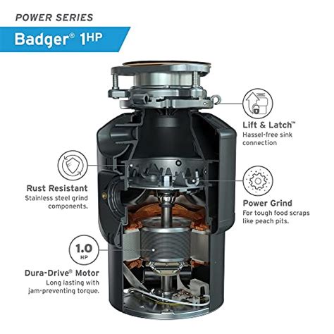 Insinkerator Garbage Disposal Badger 1 Hp Power Series 1 Hp