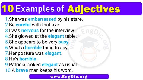 Examples Of Adjectives In Sentences EngDic