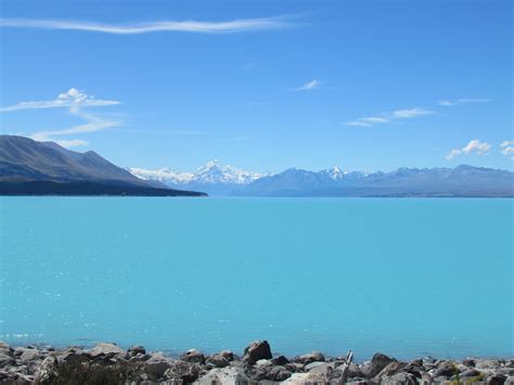 Blue Skies And Blue Lakes In New Zealand Near Lake Tekapo