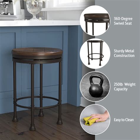 Hillsdale Furniture Casselberry Metal Backless Counter Height Swivel Stool Brown