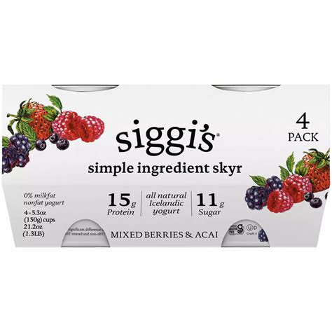 Siggis 0 Non Fat Strained Skyr Mixed Berries And Acai Yogurt Shop