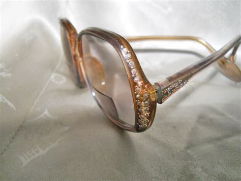 vintage rhinestone eyeglasses 70s glasses frames odd shape
