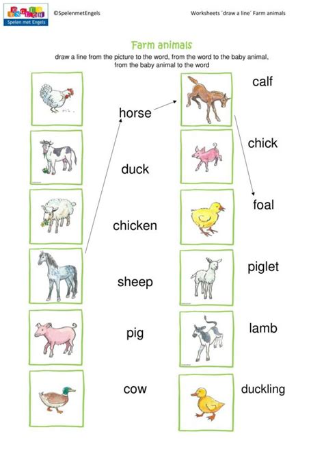 Worksheets Farm Animals Spelen Met Engels