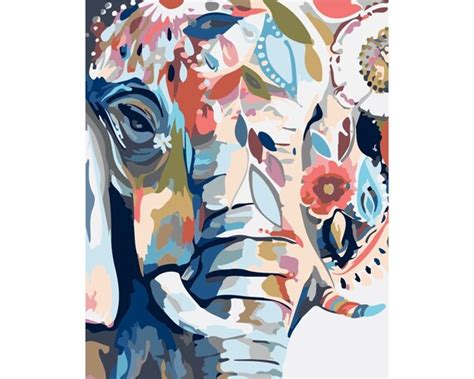 Paint By Number Kit Adult Elephant Paint By Numbers For Adults Etsy