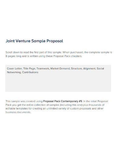 Free 8 Joint Venture Proposal Samples Commercial Real Estate