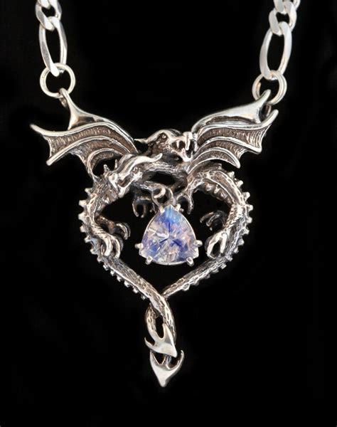 Dragon Necklace Silver Dragon Heart Pendant With Amethyst Etsy