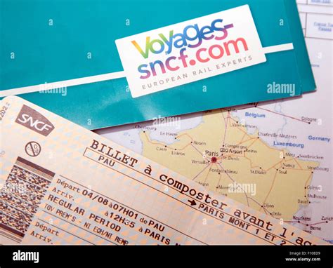 Sncf French Railways Ticket And Route Map Stock Photo Alamy