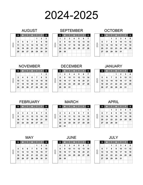 Yearly Calendar 2024 2025 Free Calendarsu
