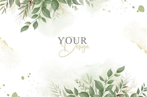 Premium Vector Greenery Wedding Invitation Design With Elegant Floral And Watercolor