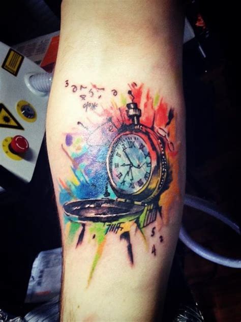 Watercolor Clock Tattoo Idea Clock Tattoo Design Clock