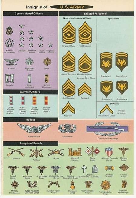 Rank Charts Plates And Posters Of Yesteryear Army And Usaaf Us