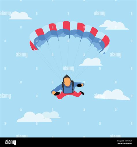 Skydiver Flying With A Parachute Parachuting Sport And Leisure