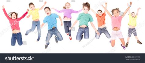 Little Kids Jumping Isolated White Stock Photo 281099750 Shutterstock