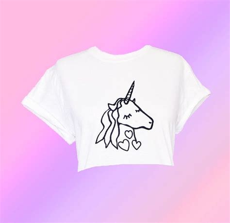 Sale Unicorn T Shirt Or Crop Top Screen Printed Tee Grunge