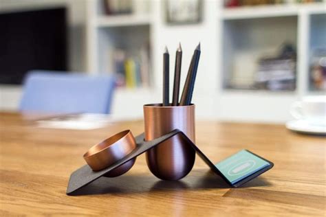 Blank Tidy Copper Desk Organizer With Paper Clip And Pen Holder Galen