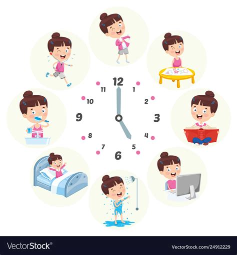 Kids daily routine activities Royalty Free Vector Image