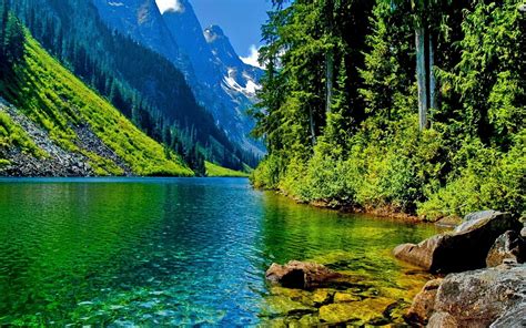 Picturesque Mountain Lake wallpaper | nature and landscape | Wallpaper ...