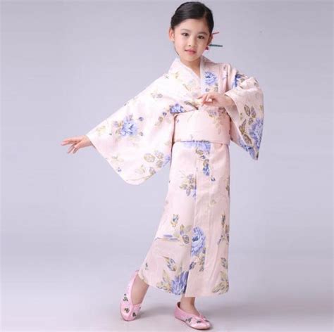 Pink Japanese Baby Girl Silk Kimono Dress Traditional Children Yukata